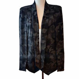 Gili Womens Black Gray Camouflage Open Front Shoulder Pads Cape Blazer Jacket 10
